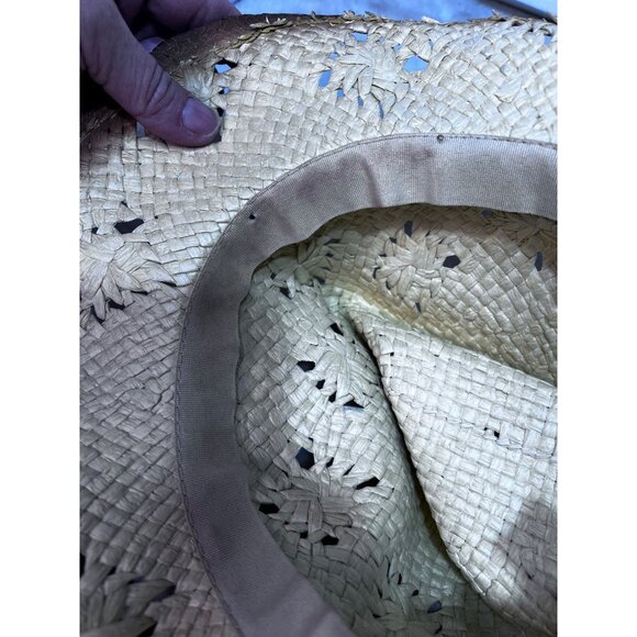 Western Straw Cowboy Hat With Bead Trim - Picture 8 of 9